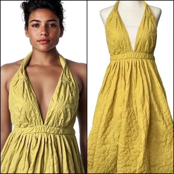 Jean Paul Gaultier for Target Cocktail Fairy Halter Dress Small Junior 7 Yellow - Picture 1 of 15